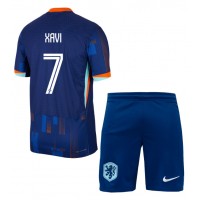 Echipament fotbal Olanda Xavi Simons #7 Tricou Deplasare European 2024 pentru copii maneca scurta (+ Pantaloni scurti)